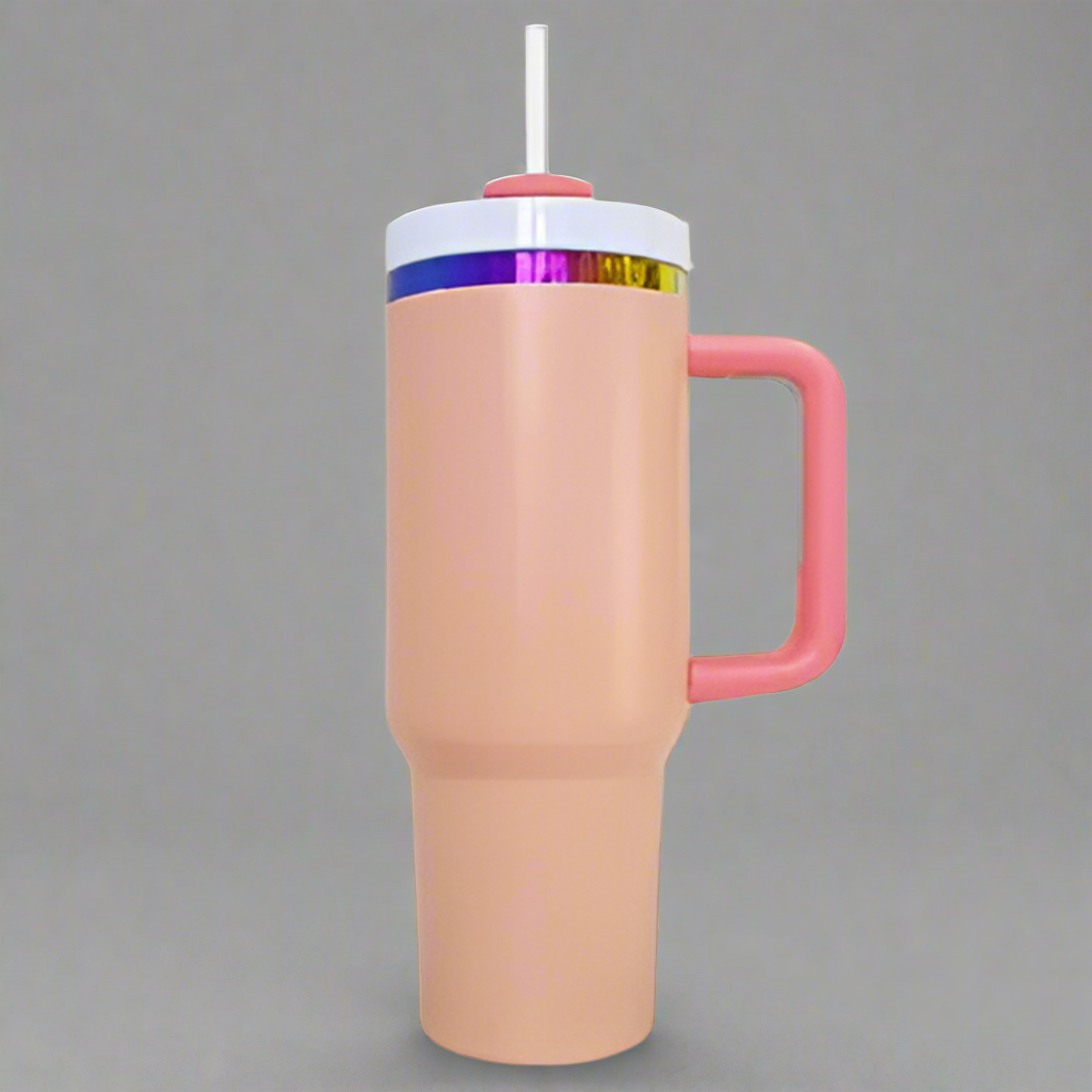 40oz Rainbow Plated Tumbler - Peach