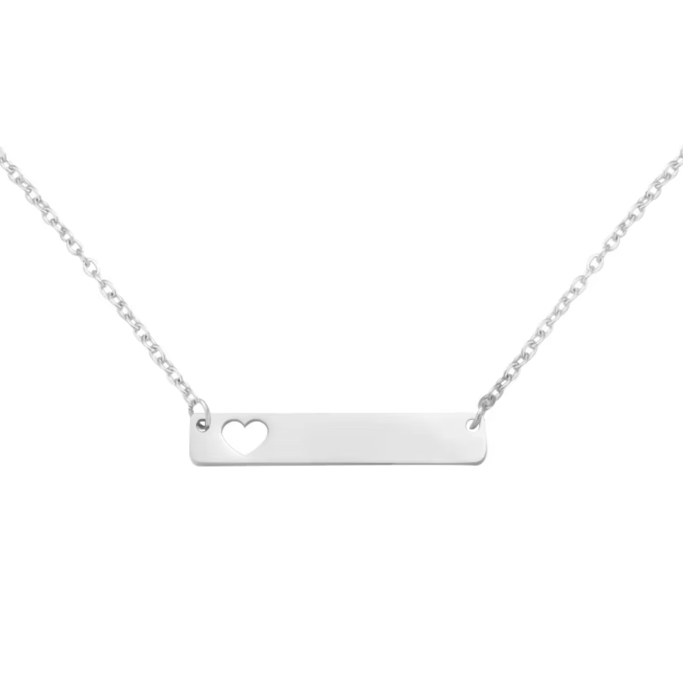 Heart Stamped Bar Necklace