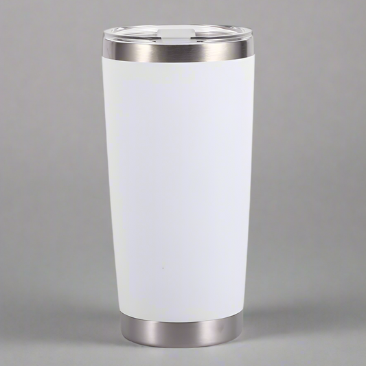 20oz Stainless Tumbler w/ Magnet Sliding Lid - White