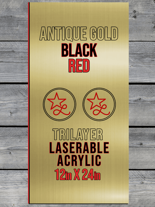Acrylic: Antique Gold / Black / Red TriLayer Durra-Bull™ Laserable Panels (12"x24")