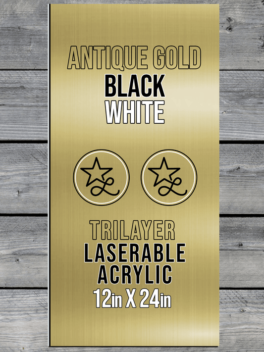 Acrylic: Antique Gold / Black / White TriLayer Durra-Bull™ Laserable Panels (12"x24")
