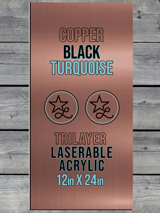 Acrylic: Copper / Black / Turquoise TriLayer Durra-Bull™ Laserable Panels (12"x24")
