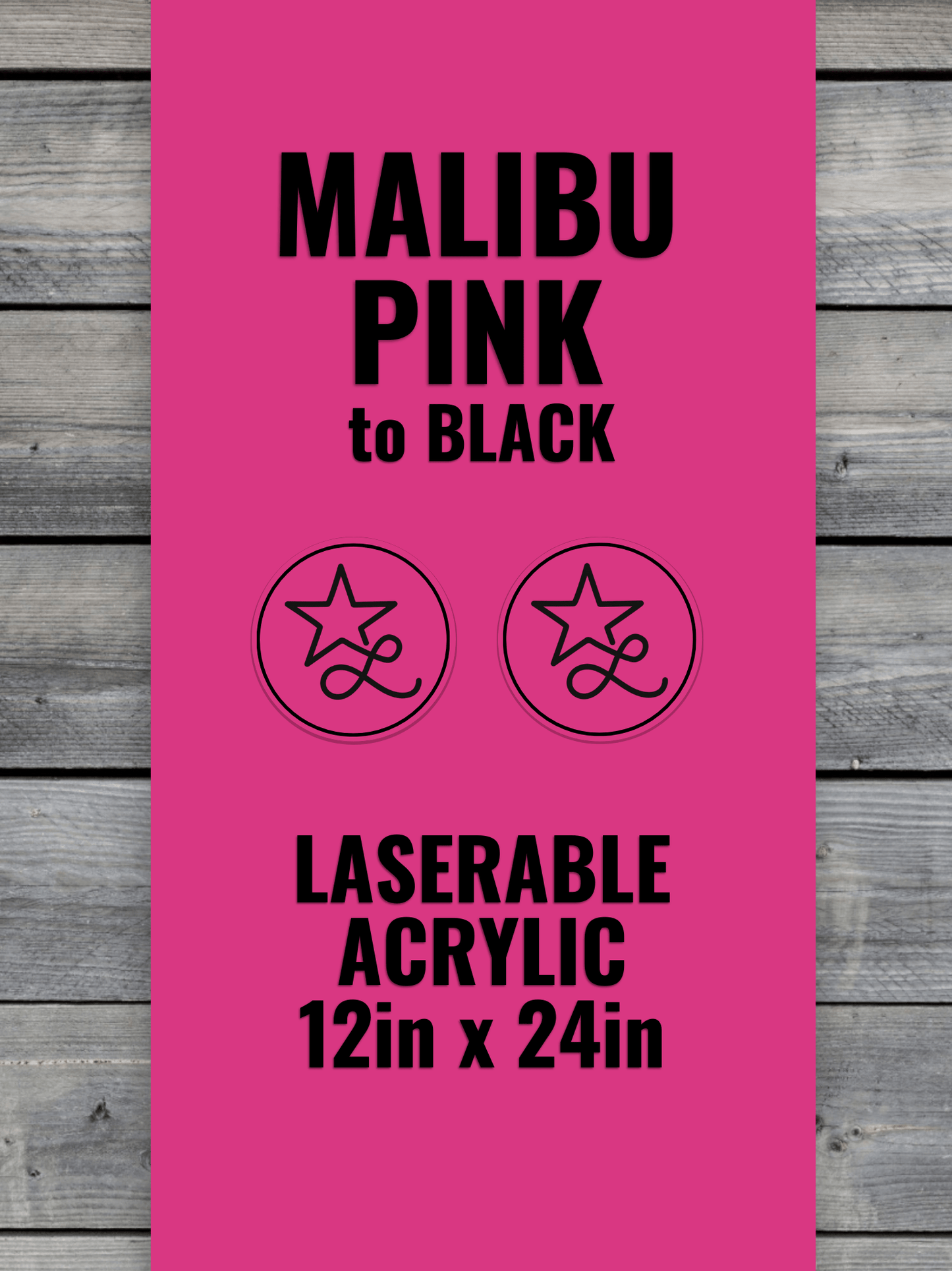 Acrylic: Malibu Pink / Black Durra-Bull™ Laserable Panels (12"x24")
