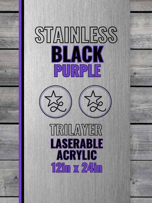 Acrylic: Stainless / Black / Purple TriLayer Durra-Bull™ Laserable Panels (12"x24")
