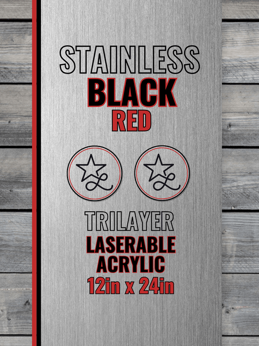 Acrylic: Stainless / Black / Red TriLayer Durra-Bull™ Laserable Panels (12"x24")