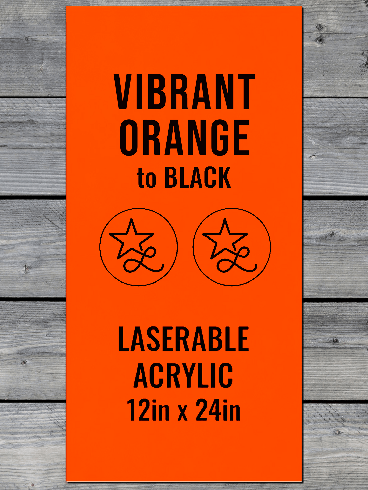 Acrylic: Vibrant Orange / Black Durra-Bull™ Laserable Panels (12"x24")
