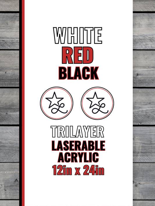 Acrylic: White / Red / Black TriLayer Durra-Bull™ Laserable Panels (12"x24")