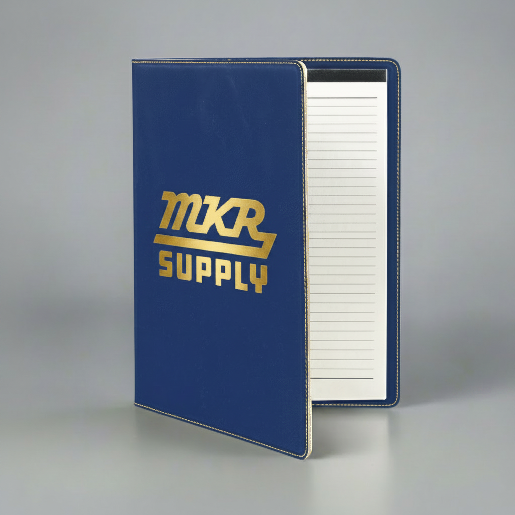 Leatherette Portfolio - Blue/Gold