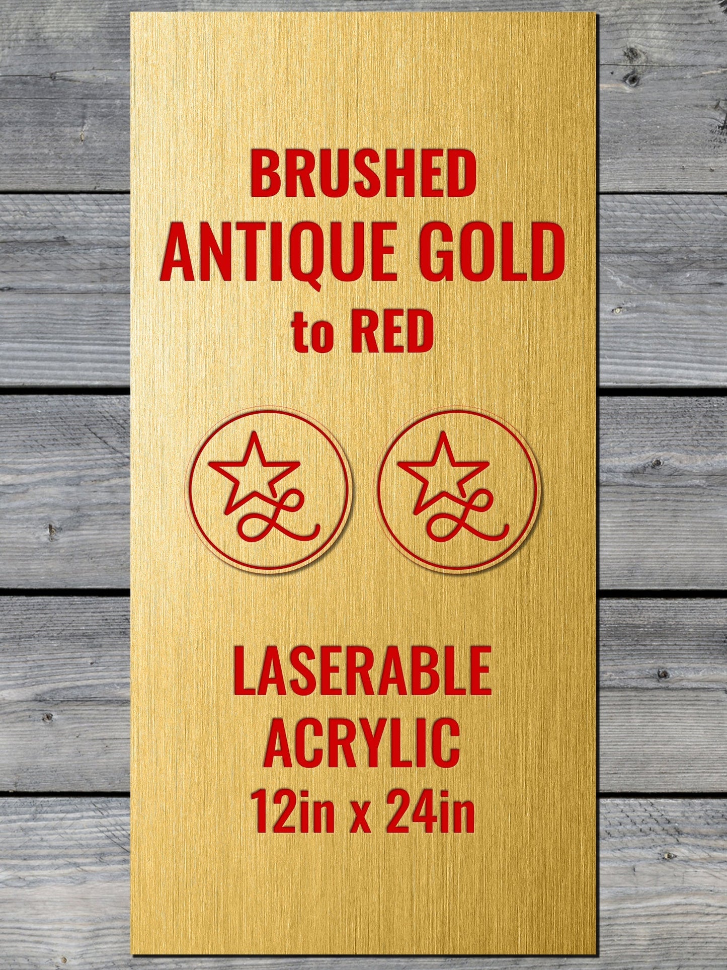 Acrylic: Brushed Antique Gold / Red Durra-Bull™ Laserable Panels (12"x24")
