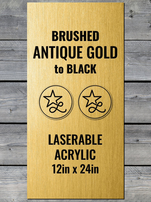 Acrylic: Brushed Antique Gold / Black Durra-Bull® Laserable Panels (12"x24")