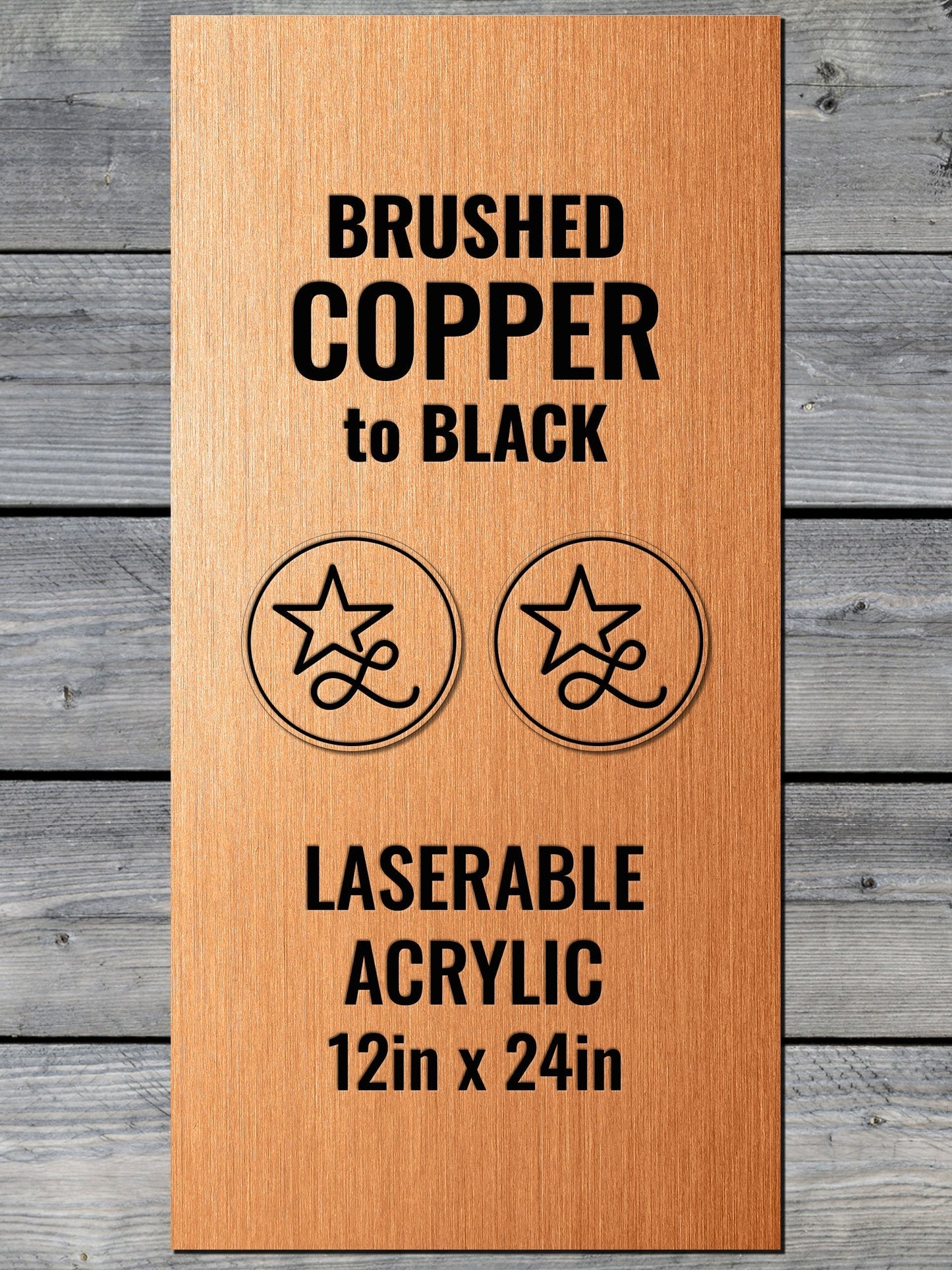 Acrylic: Brushed Copper / Black Durra-Bull® Laserable Panels (12"x24")