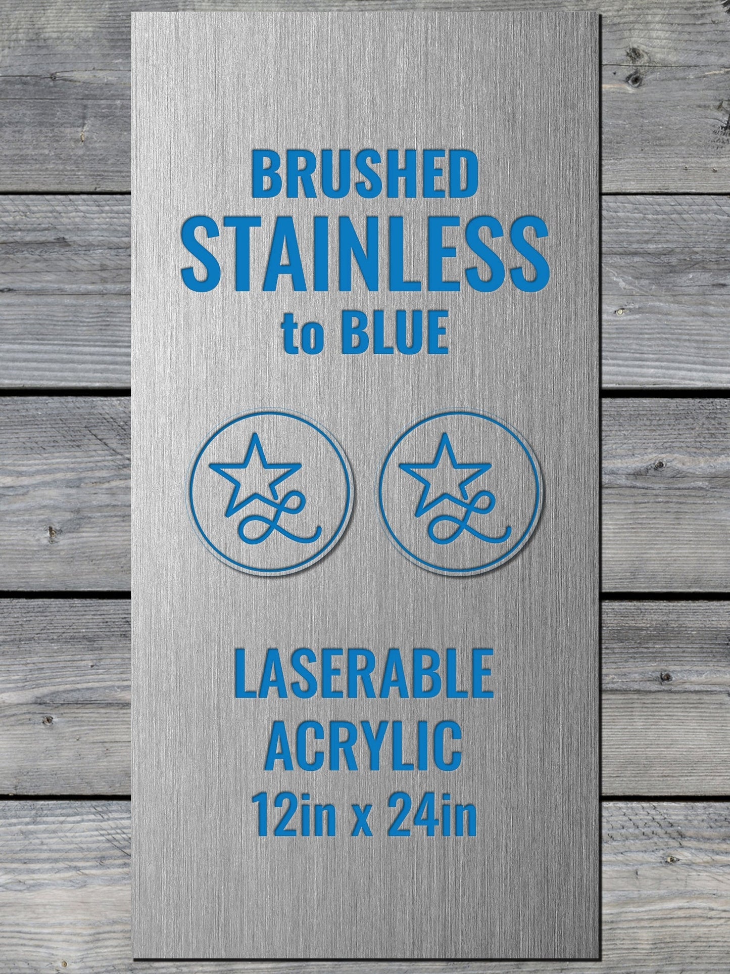 Acrylic: Brushed Stainless / Blue Durra-Bull™ Laserable Panels (12"x24")