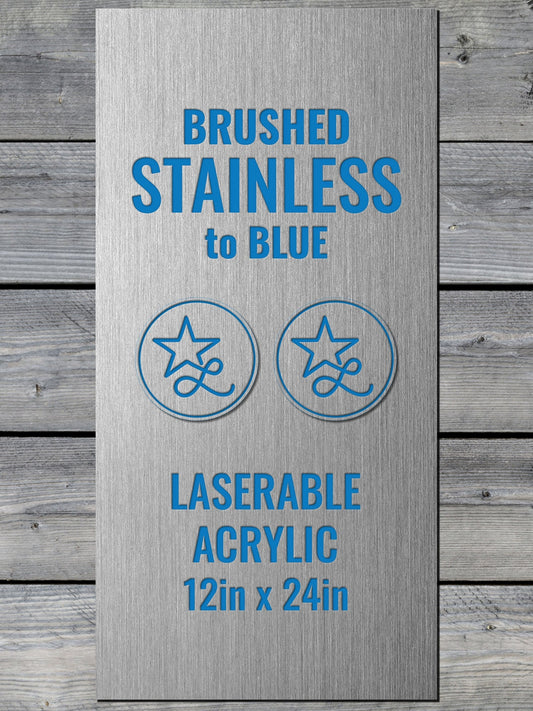 Acrylic: Brushed Stainless / Blue Durra-Bull™ Laserable Panels (12"x24")