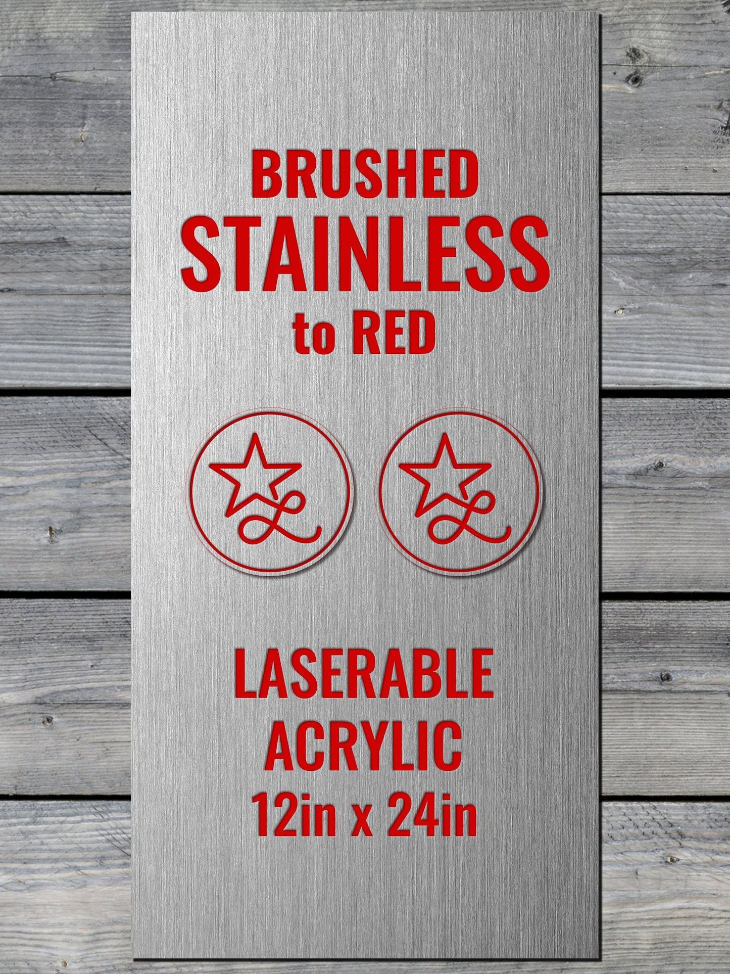 Acrylic: Brushed Stainless / Red Durra-Bull™ Laserable Panels (12"x24")