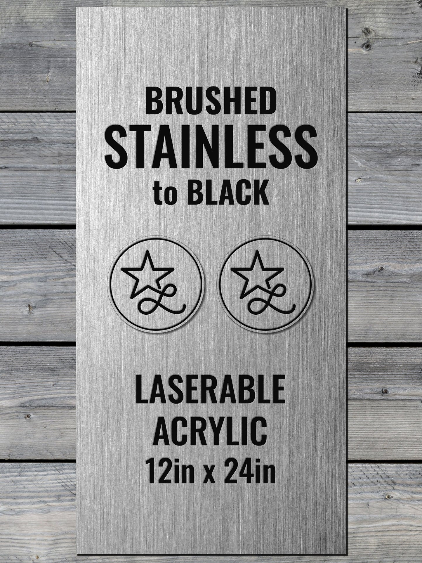 Acrylic: Brushed Stainless / Black Durra-Bull® Laserable Panels (12"x24")
