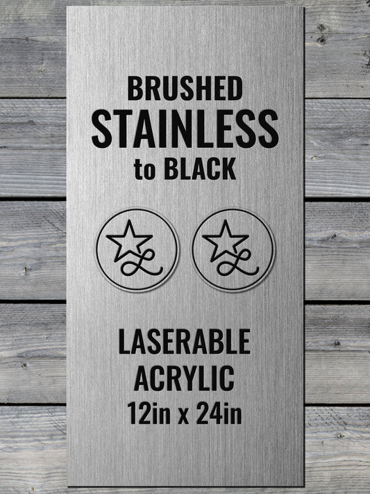 Acrylic: Brushed Stainless / Black Durra-Bull® Laserable Panels (12"x24")