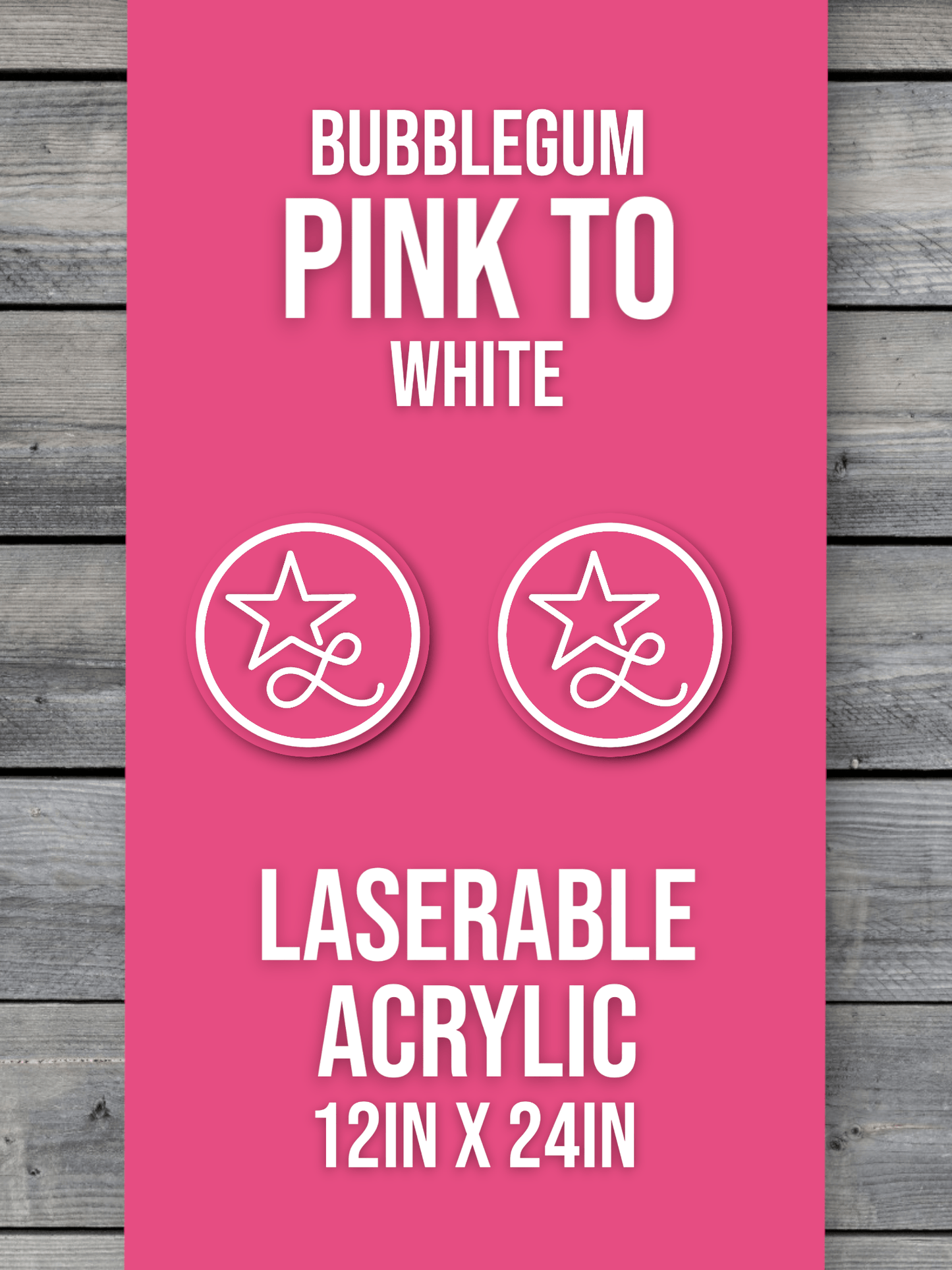Acrylic: Bubblegum Pink / White Durra-Bull™ Laserable Panels (12"x24")
