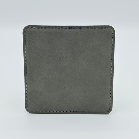 Leatherette Coaster - Gray/Black