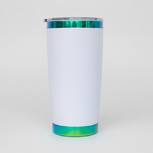 20oz Green/Blue Plated Tumbler - White