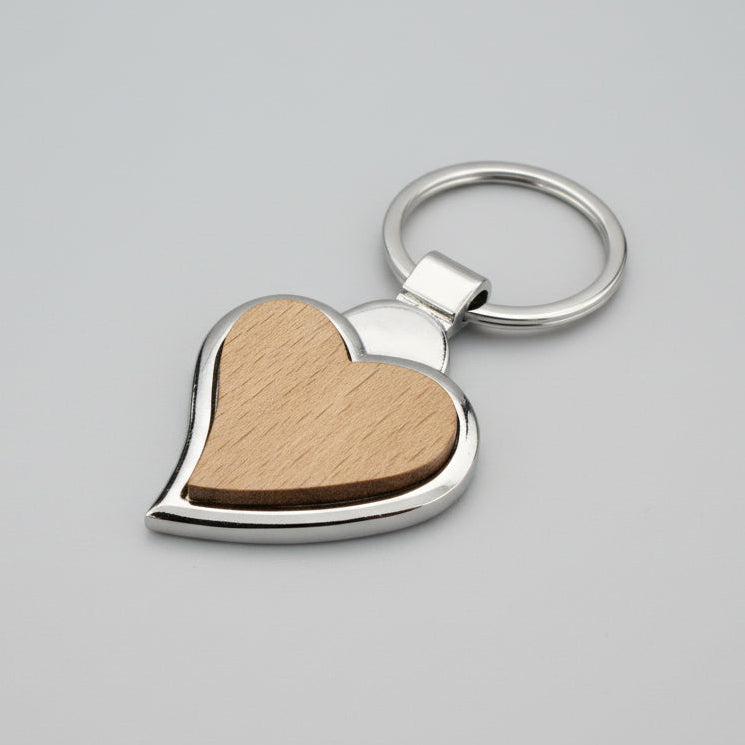 Wooden Heart Keychain