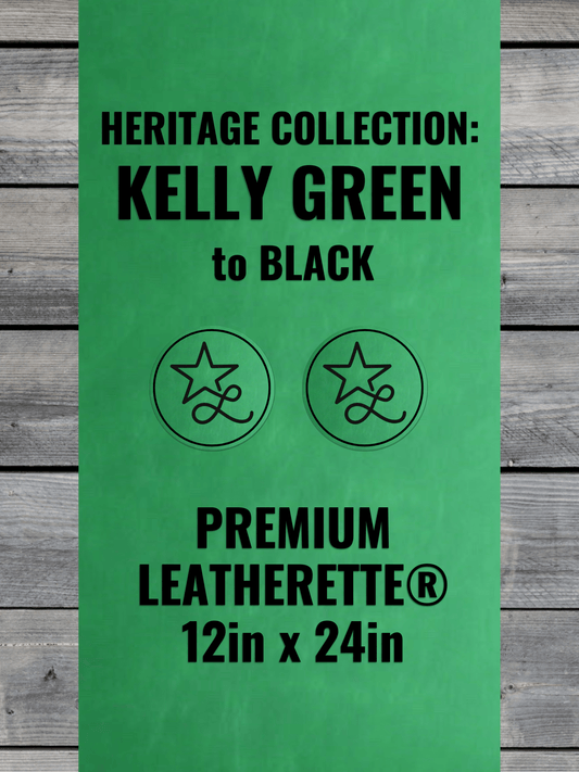 Heritage Collection: Kelly Green / Black Durra-Bull Premium Leatherette® Sheets (12x24)
