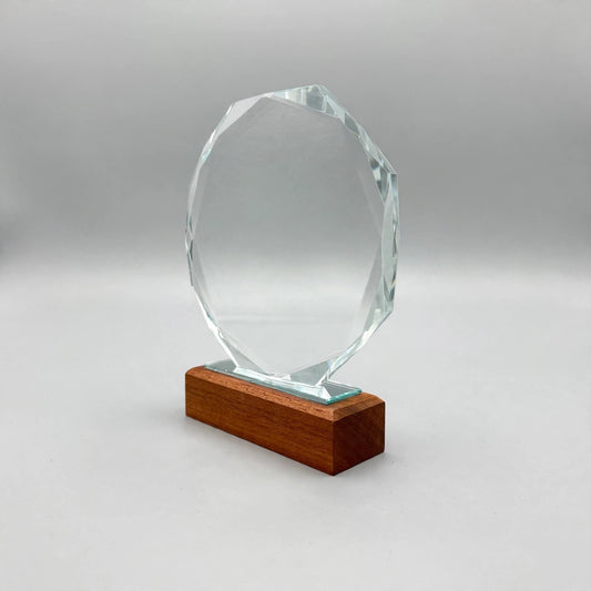 K9 Crystal Octagon with Wood Base - angled view