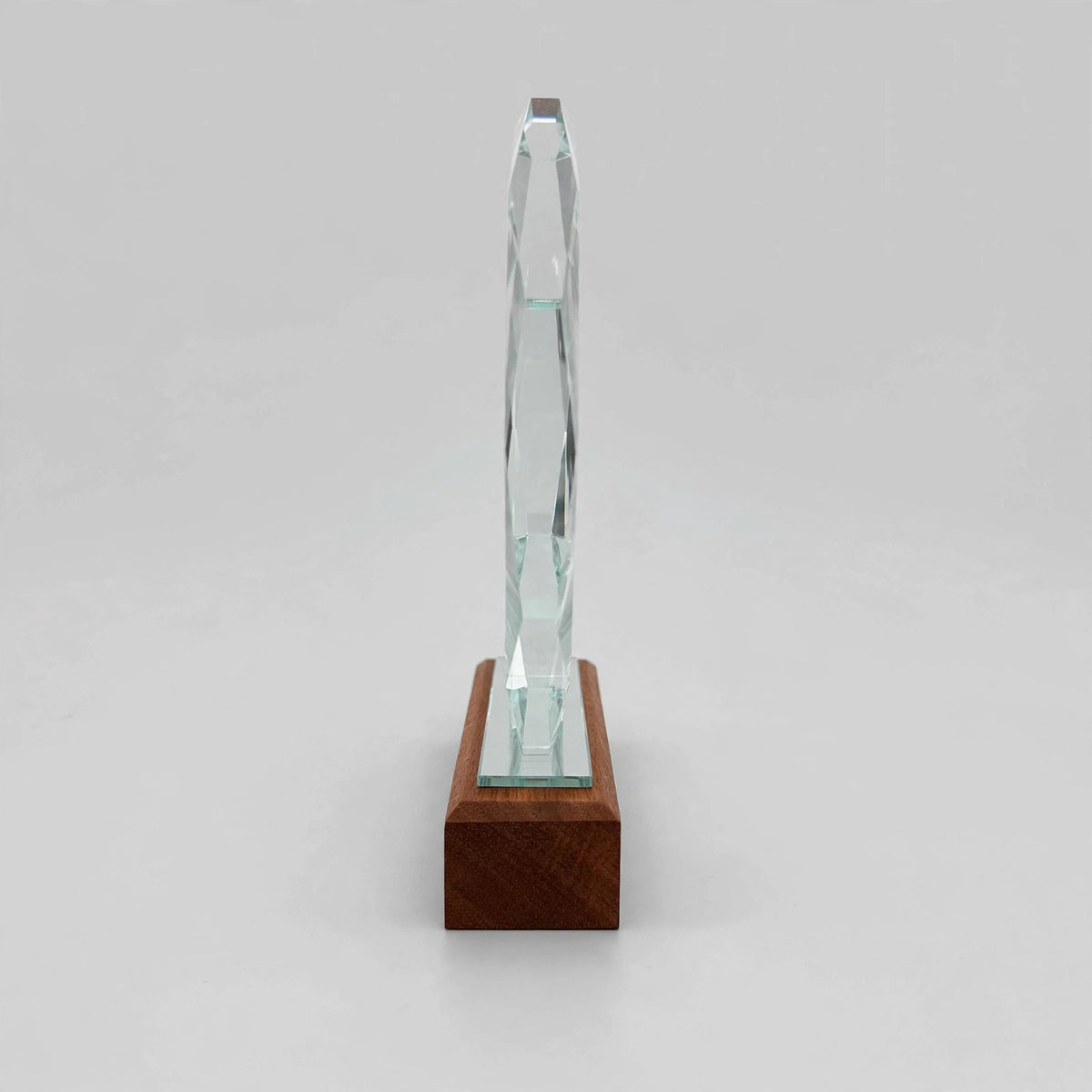 K9 Crystal Octagon with Wood Base - side view