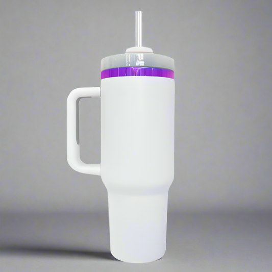 40oz Purple Plated Tumbler - White