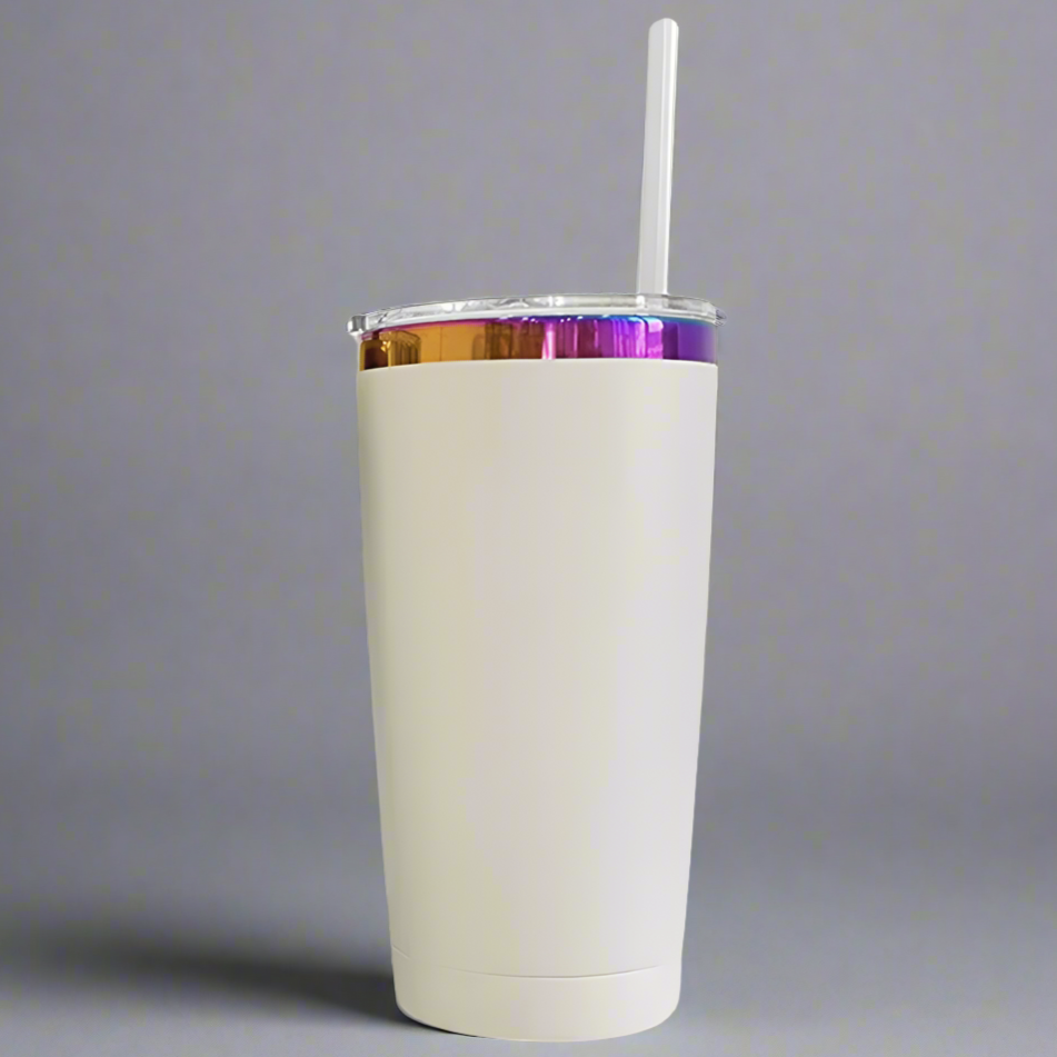 20oz Rainbow Plated Tumbler - Cream