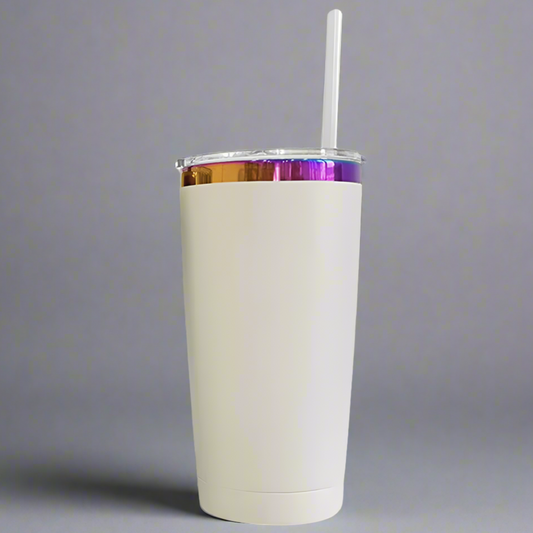 20oz Rainbow Plated Tumbler - Cream