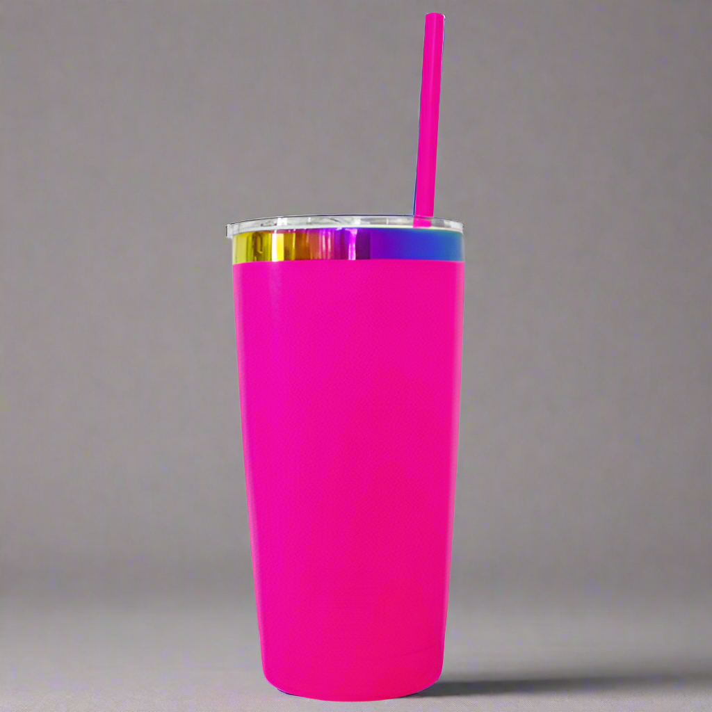 20oz Rainbow Plated Tumbler - Hot Pink