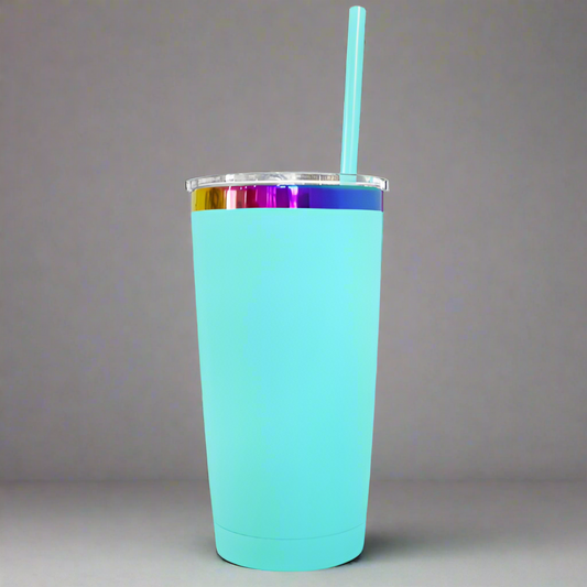 20oz Rainbow Plated Tumbler - Seafoam