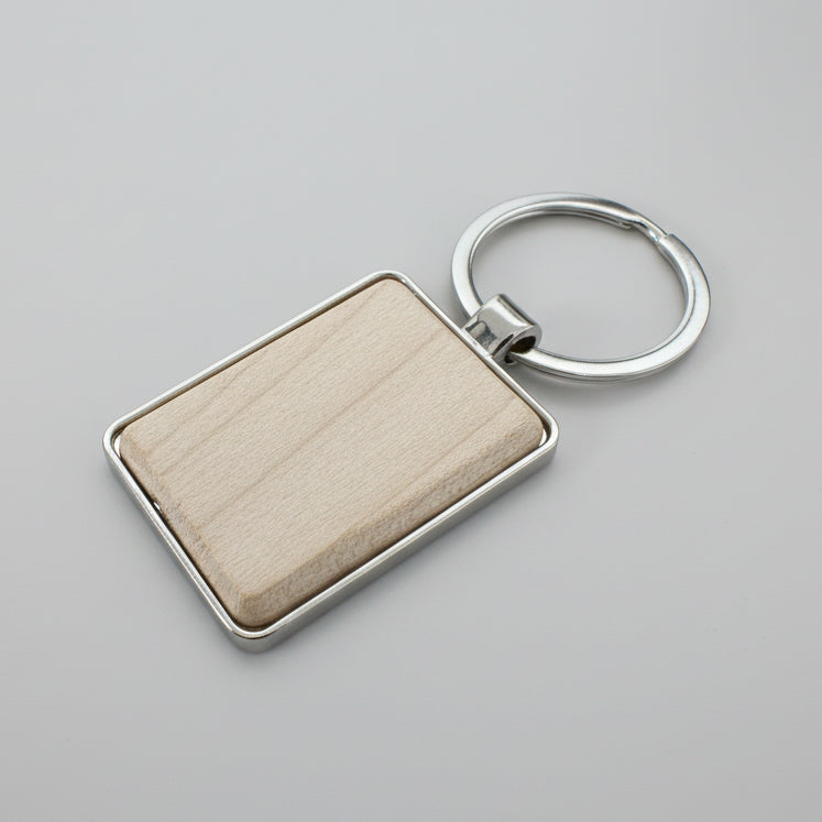 Wooden Rectangle Keychain
