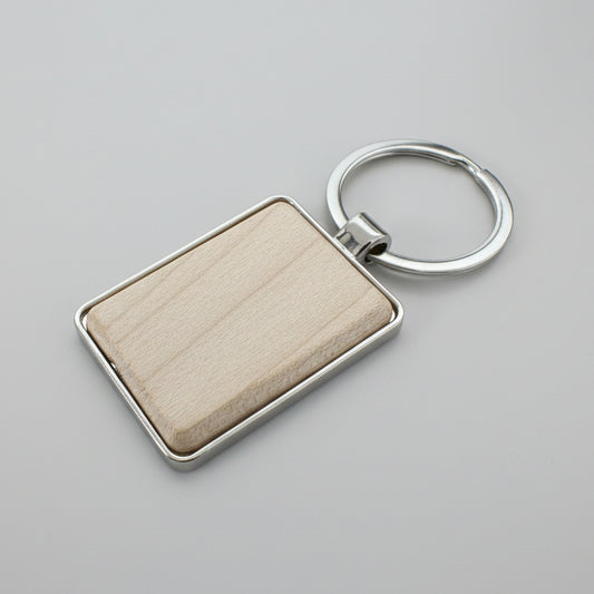 Wooden Rectangle Keychain