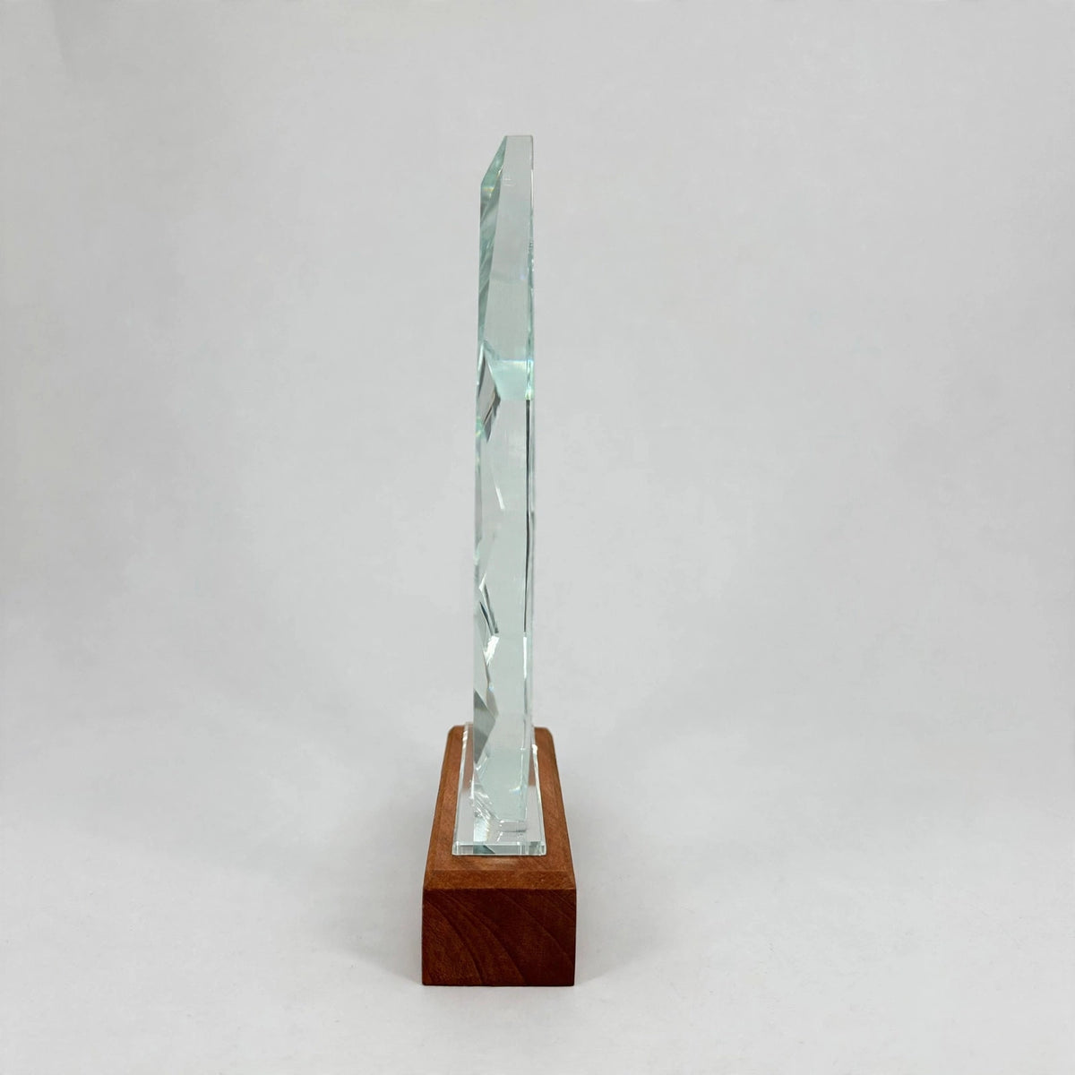 K9 Crystal Teardrop with Wood Base - side view