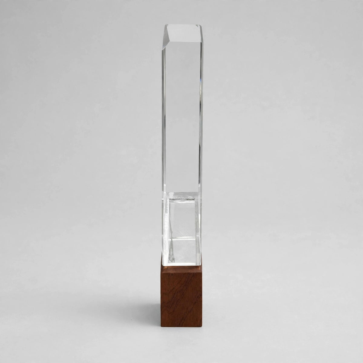 K9 Crystal Tower with Dark Wood Base - side view