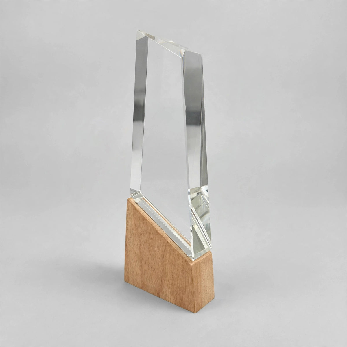 K9 Crystal Tower with Light Wood Base - angled view