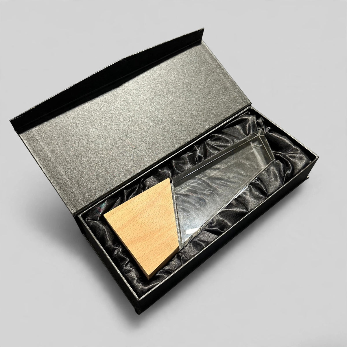 K9 Crystal Tower with Light Wood Base in premium gift box