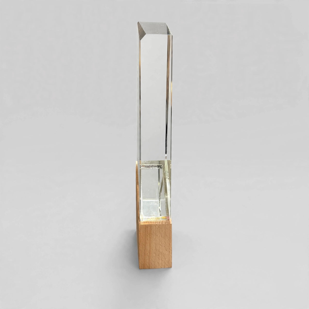 K9 Crystal Tower with Light Wood Base - side view