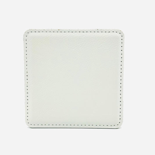 Leatherette Coaster - White/Black